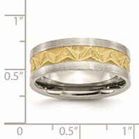 Chisel Stainless Steel Brushed Yellow IP-plated 8mm Grooved Band view 5