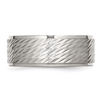 Chisel Stainless Steel Polished Band with Brushed and Textured Center 7mm view 3