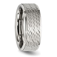 Chisel Stainless Steel Polished Band with Brushed and Textured Center 7mm view 4
