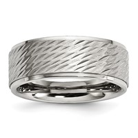 Chisel Stainless Steel Polished Band with Brushed and Textured Center 7mm view 1