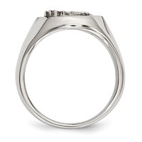 Chisel Stainless Steel Polished Ring with Sterling Silver Rhodium-plated Eagle view 2