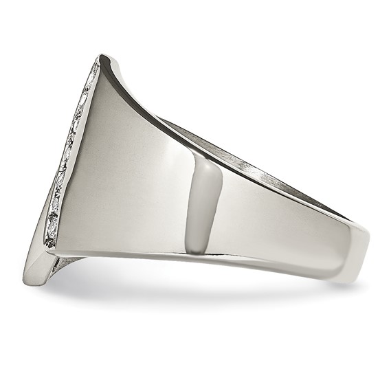 Chisel Stainless Steel Polished CZ Ring