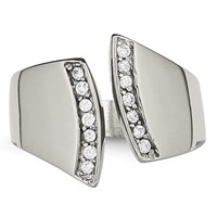 Chisel Stainless Steel Polished CZ Ring view 4