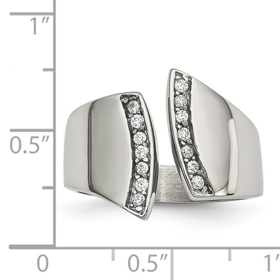 Chisel Stainless Steel Polished CZ Ring