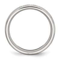 Stainless Steel Polished Ring with CZ view 2