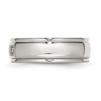 Stainless Steel Polished Ring with CZ view 3