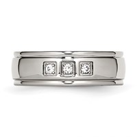 Stainless Steel Polished Ring with CZ view 4