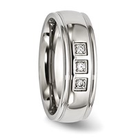 Stainless Steel Polished Ring with CZ view 5