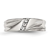 Stainless Steel Polished Band with CZ 6.75mm view 4