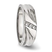 Stainless Steel Polished Band with CZ 6.75mm view 5