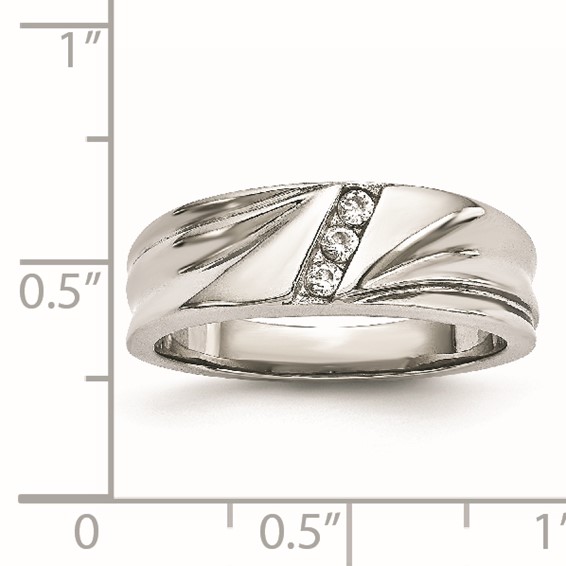 Stainless Steel Polished w/CZ 6.75mm Band