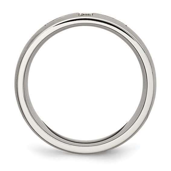 Chisel Stainless Steel Brushed with CZ Cross 7.75mm Band