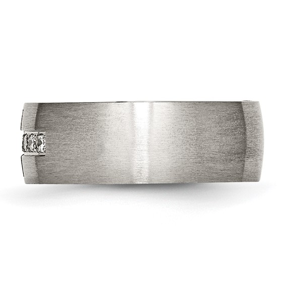Chisel Stainless Steel Brushed with CZ Cross 7.75mm Band