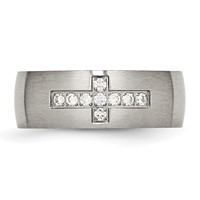 Chisel Stainless Steel Brushed Band with CZ Cross 7.75mm view 4