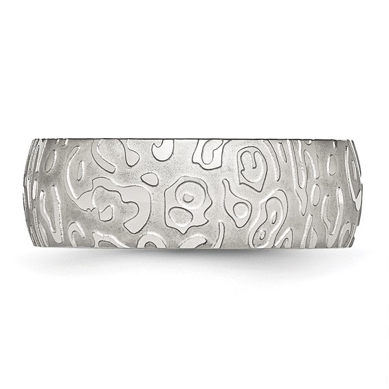 Chisel Stainless Steel Brushed and Polished Textured 8mm Band