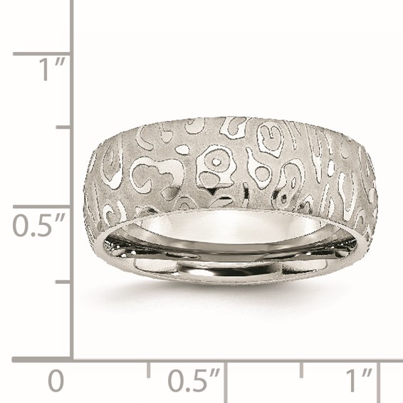 Chisel Stainless Steel Brushed and Polished Textured 8mm Band