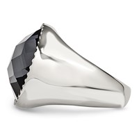 Chisel Stainless Steel Polished Grey Glass Ring view 3