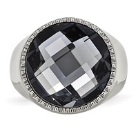 Chisel Stainless Steel Polished Grey Glass Ring view 4