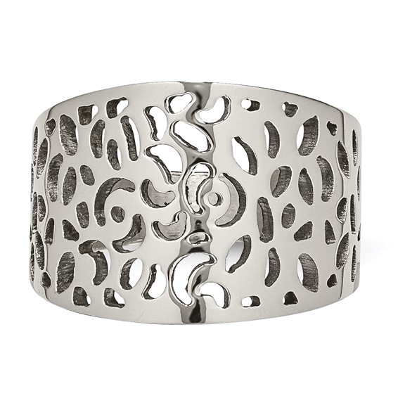 Stainless Steel Polished Cut-out design Ring