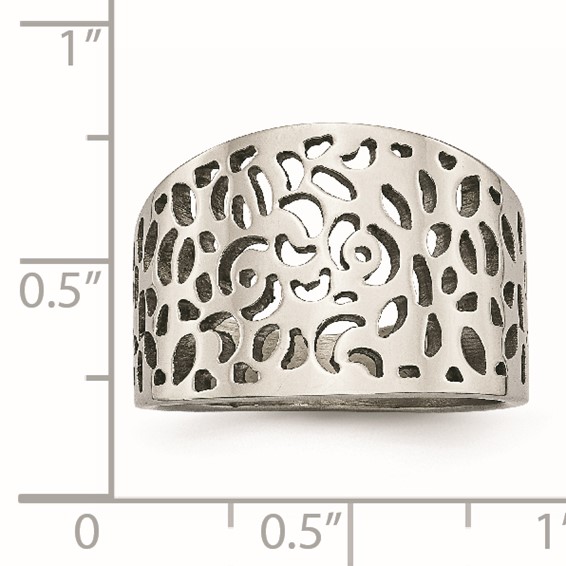 Stainless Steel Polished Cut-out design Ring