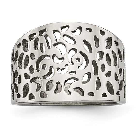 Stainless Steel Polished Cut-out design Ring