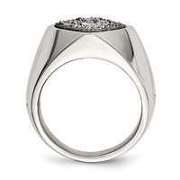 Stainless Steel Polished with Silver Druzy Ring view 2
