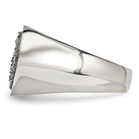 Stainless Steel Polished with Silver Druzy Ring view 3