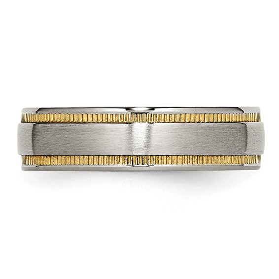 Stainless Steel Brushed and Polished Yellow IP-plated Band