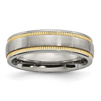 Stainless Steel Brushed and Polished Yellow IP-plated Band view 1