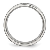 Stainless Steel Brushed Band with Black Rubber Design 7mm Ridged Edge view 2