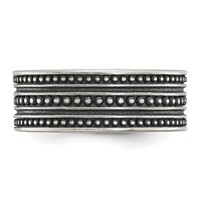 Chisel Stainless Steel Antiqued Gun Metal IP-plated Beaded 10mm Flat Band view 3