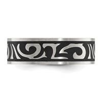 Chisel Stainless Steel Brushed Enameled Swirl Design 7mm Band view 3
