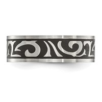 Chisel Stainless Steel Brushed Enameled Swirl Design 7mm Band view 4