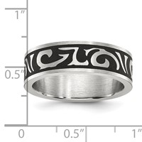 Chisel Stainless Steel Brushed Enameled Swirl Design 7mm Band view 5