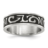 Chisel Stainless Steel Brushed Enameled Swirl Design 7mm Band view 1