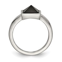 Stainless Steel Polished Ring with Solid Black Carbon Fiber Geometric view 2