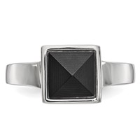 Stainless Steel Polished Ring with Solid Black Carbon Fiber Geometric view 4