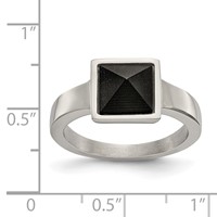 Stainless Steel Polished Ring with Solid Black Carbon Fiber Geometric view 5