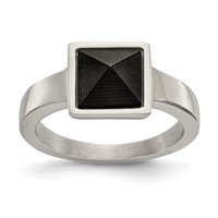 Stainless Steel Polished Ring with Solid Black Carbon Fiber Geometric view 1