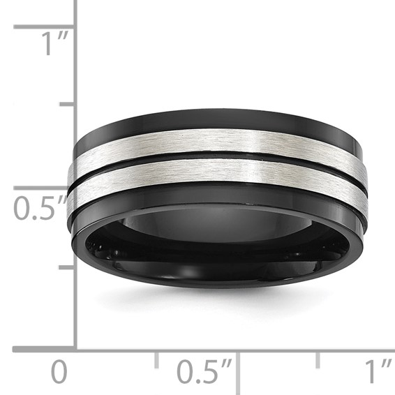 Chisel Stainless Steel Brushed and Polished Black IP-plated 8mm Band