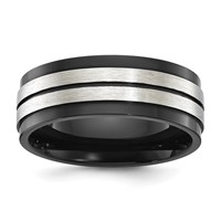 Chisel Stainless Steel Brushed and Polished Black IP-plated 8mm Band view 1