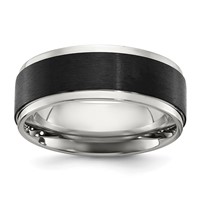 Chisel Stainless Steel Polished Band with Black IP-plated Brushed Center 8mm view 1