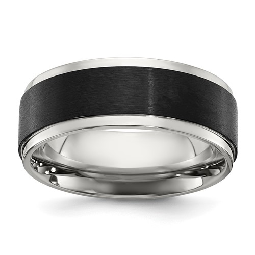 Chisel Stainless Steel Polished Band with Black IP-plated Brushed Center 8mm