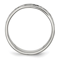 Stainless Steel Antiqued and Polished Fancy Design 8mm Ridged Edge Band view 2