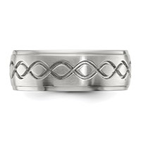 Chisel Stainless Steel Brushed and Polished Scroll Design 8mm Ridged Edge Band view 3