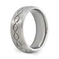 Chisel Stainless Steel Brushed and Polished Scroll Design 8mm Ridged Edge Band view 5
