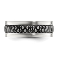 Chisel Stainless Steel Polished Black IP-plated Swirl Pattern 8mm Band view 3
