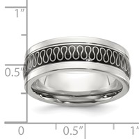 Chisel Stainless Steel Polished Black IP-plated Swirl Pattern 8mm Band view 4