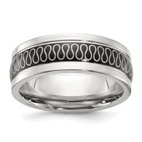 Chisel Stainless Steel Polished Black IP-plated Swirl Pattern 8mm Band view 1