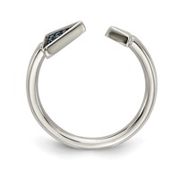 Chisel Stainless Steel Polished Ring with Reconstructed Turquoise Triangle view 2